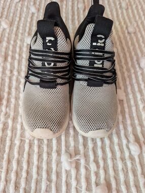 Light Gray Adidas Sneakers with Black Accents-boys Size 4